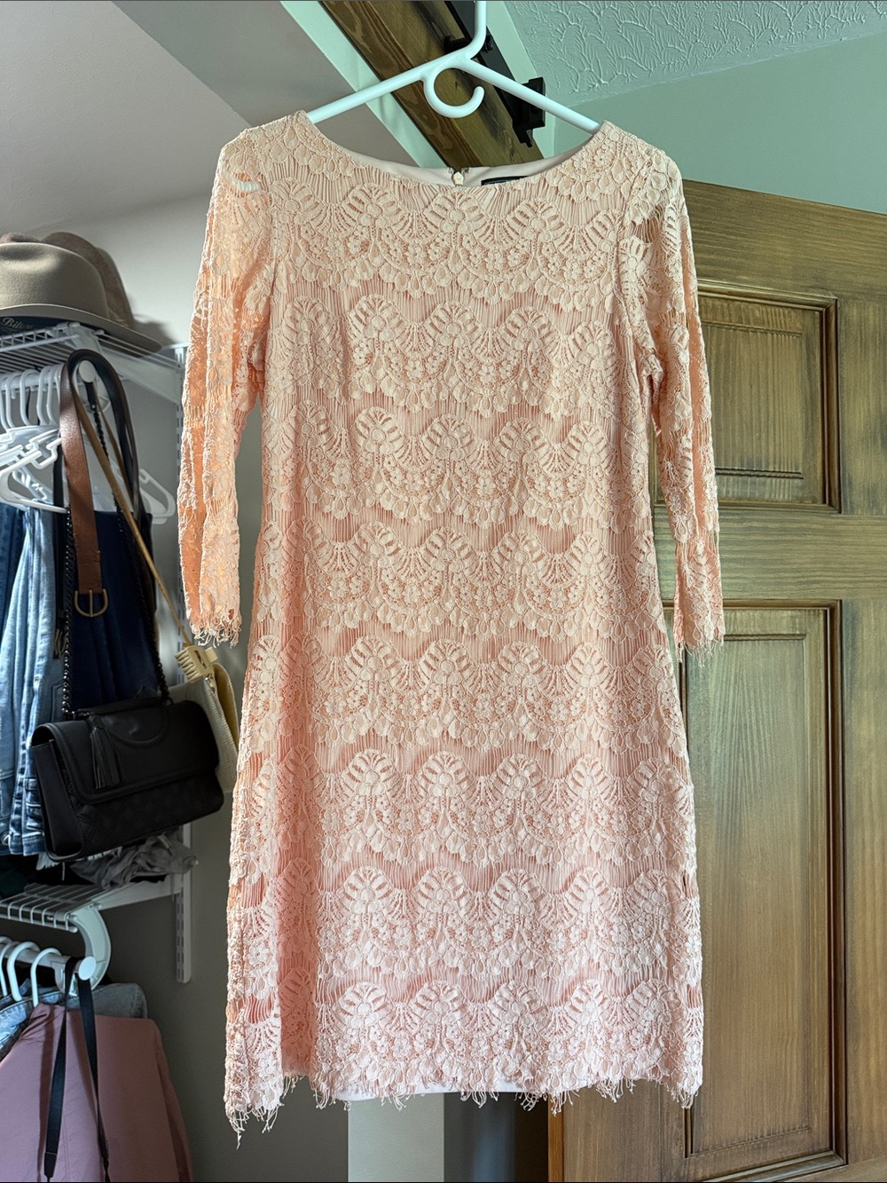 Jessica Howard Women's Lace Sheath Dress in Blush Pink